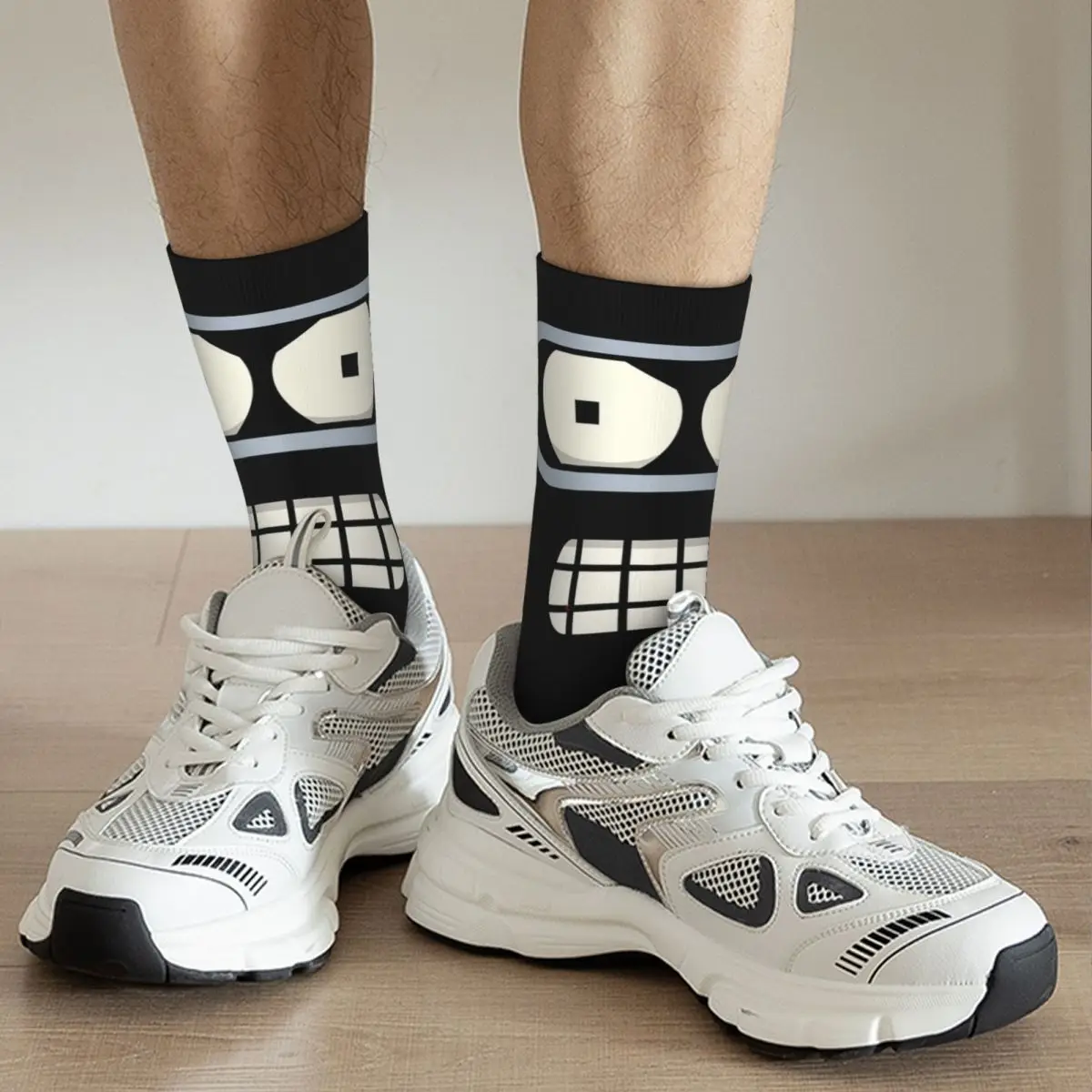 Meias de rosto de dobrador harajuku meias absorventes de suor durante toda a temporada meias longas acessórios para presentes de natal da mulher do homem