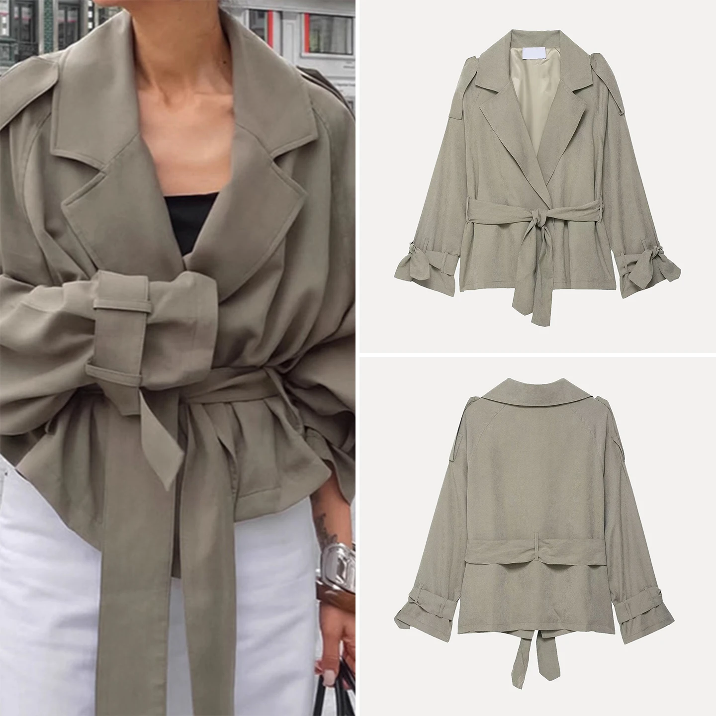 

Fall 2025 Women's Faion Casual Loose Velvet Surface Top with Belt Simple Daily Wear Comfortable Fit ort Outerwear