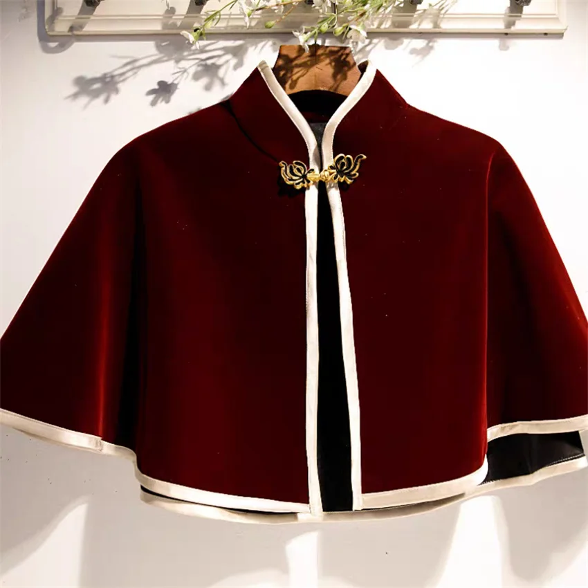 

New Vintage Elegant Women Gold Velvet Wrap Bolero Accessories Lady Party Shawl Capes Sun Protection Coats Cloak Pullovers WZ2396