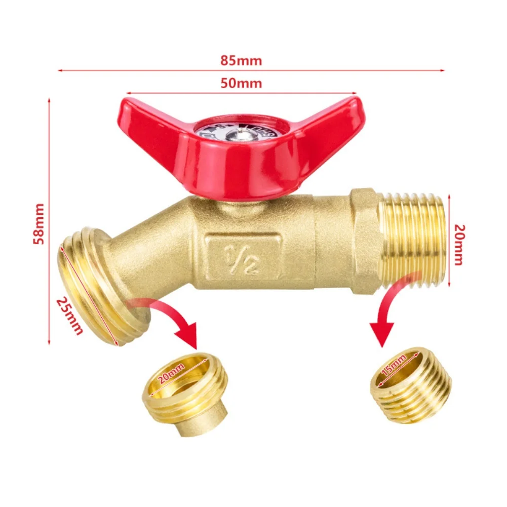 Outdoor Brass Faucet G1/2 Inlet for Yard Garden Irrigation 1/2 Turn Valve Easy Mounting Weatherproof Construction