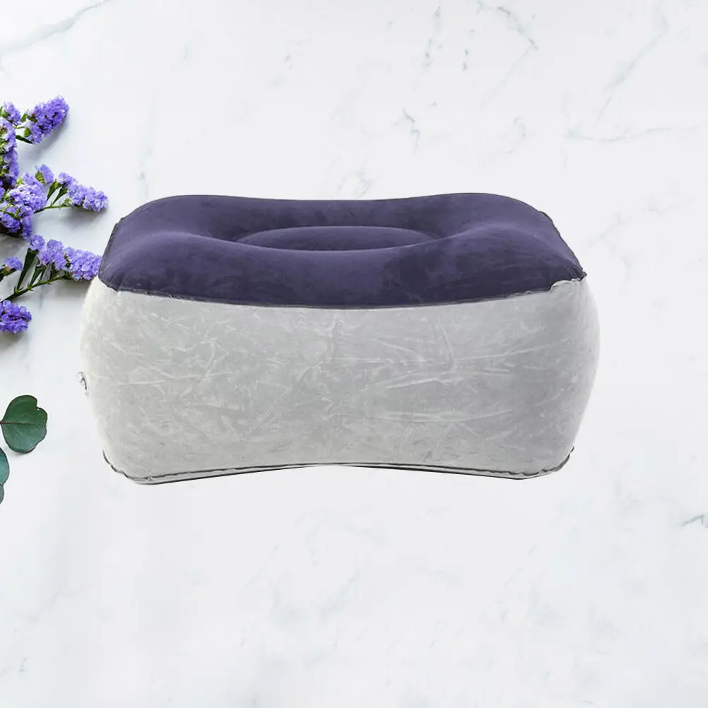 Inflatable Airplane Leg Rest Pillow Travel Footrest Foot Stool Recliner Relax Cushion Gray Blue Without Inflation Tool
