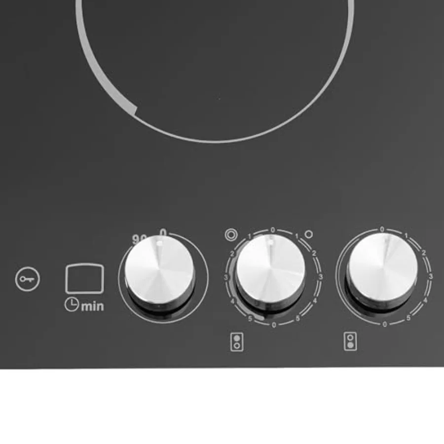 2-Burner Electric Ceramic Cooktop 110V with Adjustable Power Settings LED Display and Child Safety Lock for Kitchen Hotel Resta