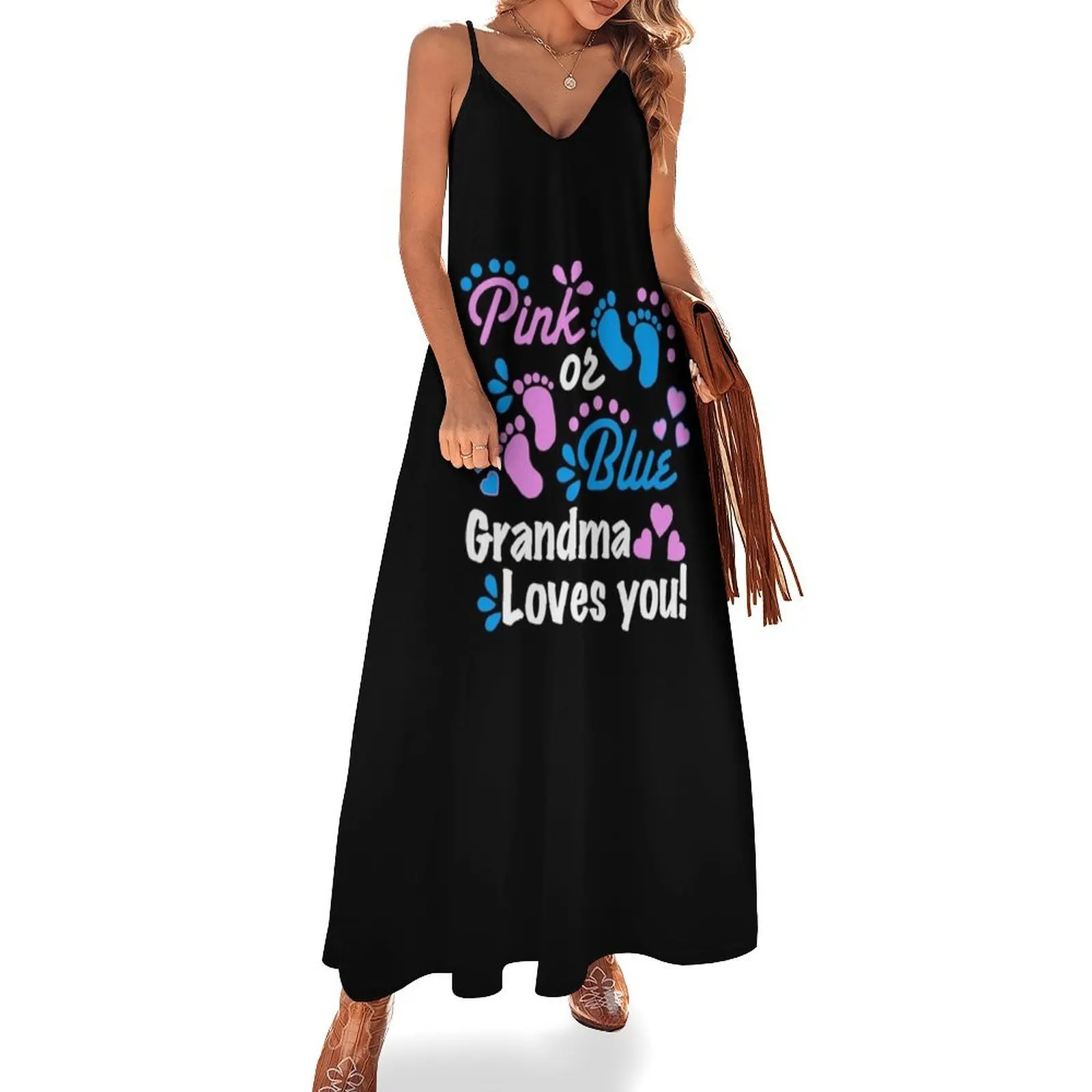 Pink or Blue Grandma Loves You Shirt Gender Reveal Party T-Shirt Sleeveless Dress Dress woman summer dress daily