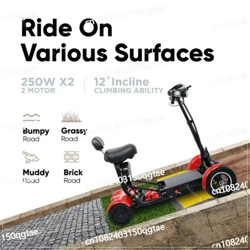 500W Powerful Electric Skateboard for Adults with Basket Double Motor 36V Four Wheels Folding Escooter Scooter for Handicapped