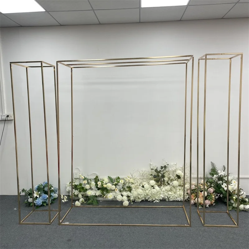 

New Wedding Props Gold Plated Background Wedding arch Flower Decoration Iron Square Arch Screen Outdoor Display Frame