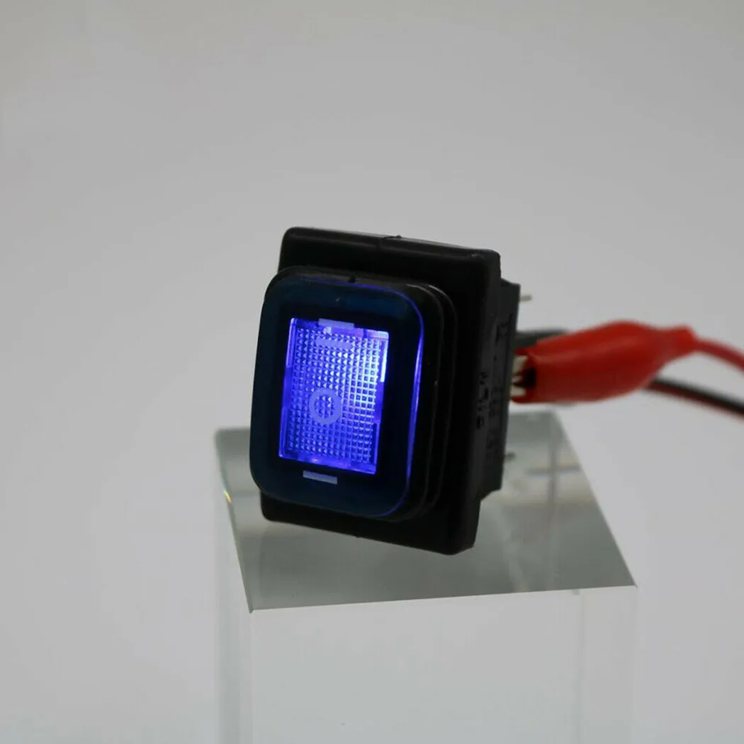 2pcs On Off On 6 Pin Rocker Switch DPDT with Blue LED for Car/Boat External Silver Terminal for 12V DC Power Supply