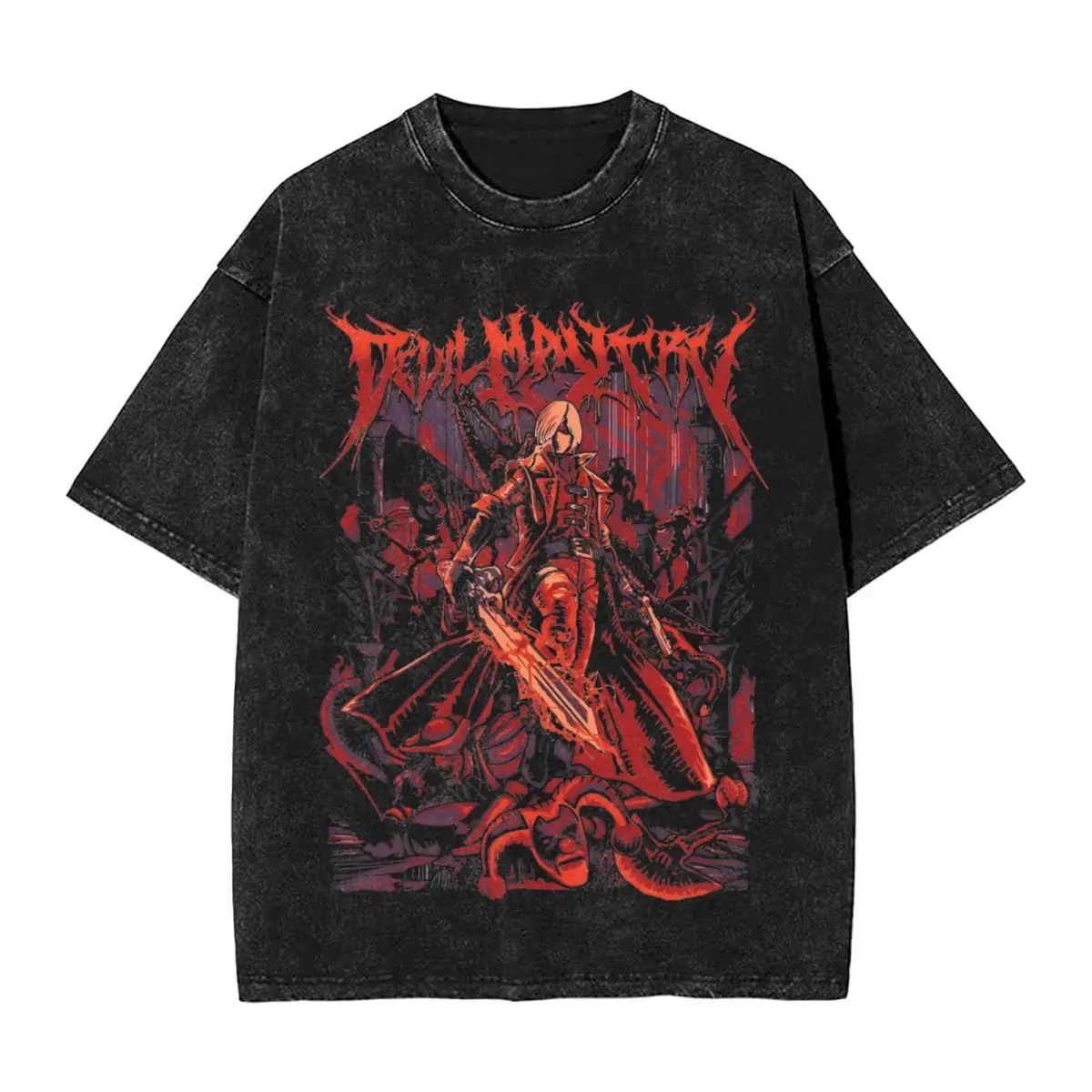 

Game Vergil Dmc T Shirt Hip Hop Washed Cotton Oversize T-Shirts Devil May Cry for Men Women Tops Streetwear Summer Tee Shirt