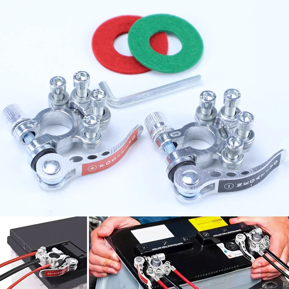 2PCS Battery Terminal Connectors Quick Release Disconnect Positive Negative Battery Cable Ends for SAE/JIS Type A Posts