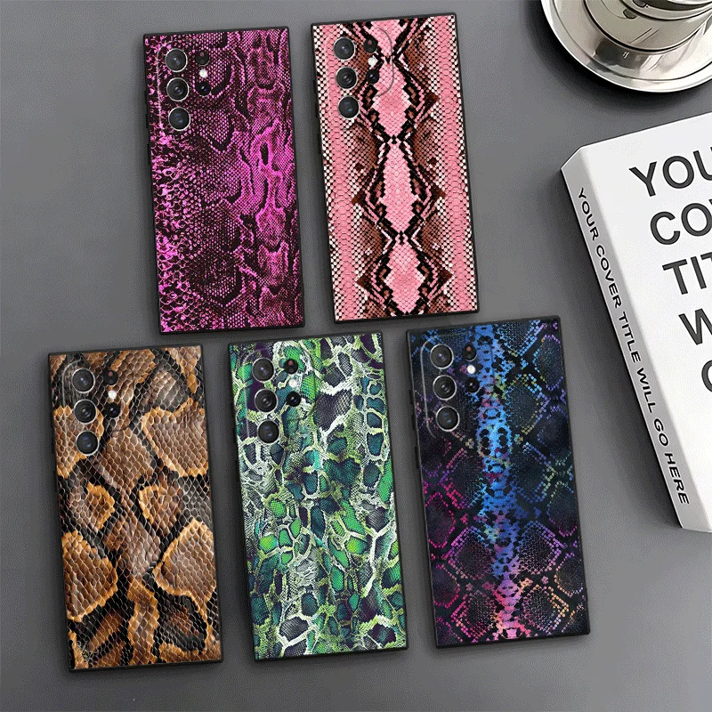 Fashion Snake Skin Pattern Phone Case For Samsung Galaxy S24 S25 S26 Ultra S23 Plus S22 S21 FE S20 + Edge Pattern Customized Cov