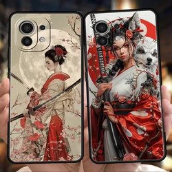 Samurai Warrior Geisha Phone Case for Xiaomi Mi 15 14 13 12 11 Ultra 14T 13T 12T 11T 10T Pro Lite 5G Shockproof Soft TPU Capas