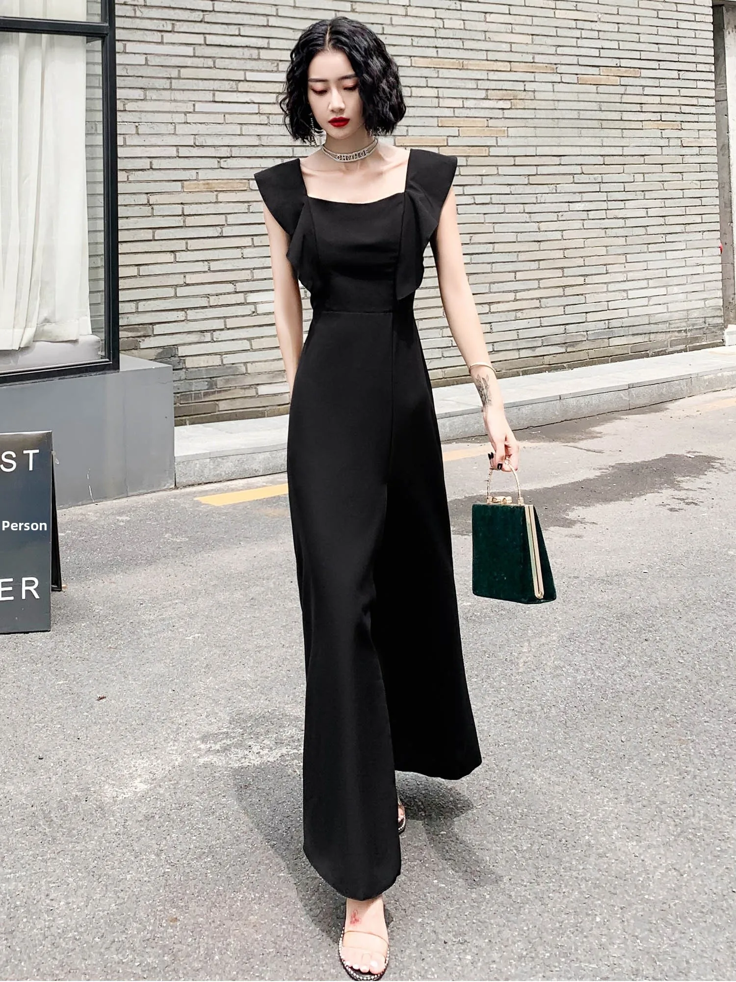 

Вечернее платье Ele Bla для женщин, длинное, корейского стиля, с завышенной талией, стройнящее, для выступлений и свадеб