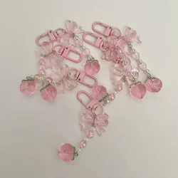 Cute beaded peach keychain y2k style Handmade gift