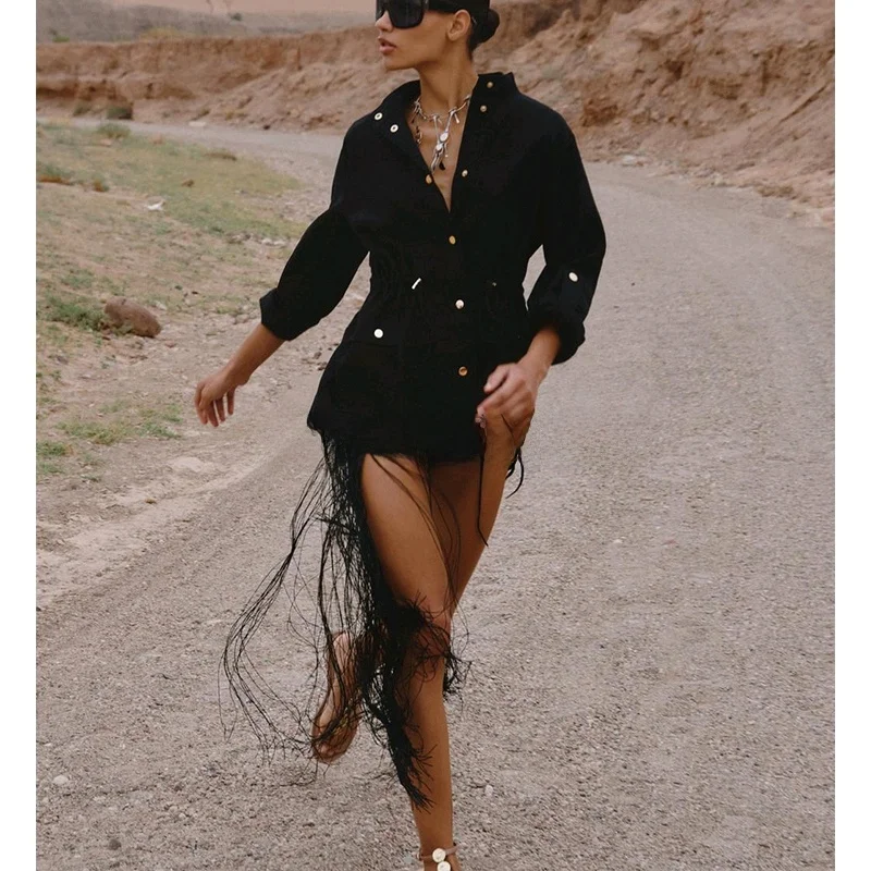 Zomer Nieuwe Dames Gemengd Jachtpak Sle Lange Sve Opstaande Kraag Irt Top Polyestervezel 00% Pendelen Sle Loose Fit