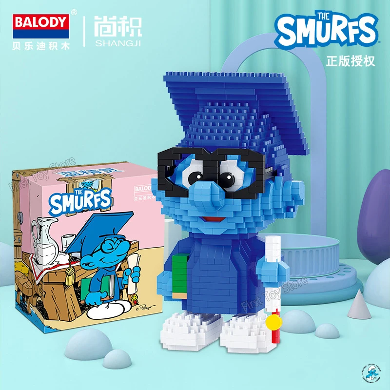 New Balody Genuine Anime Cartoon The Smurfs Mini Blocks Smurfette Small Anime Building Blocks Collection Toy Figure Kids Gifts