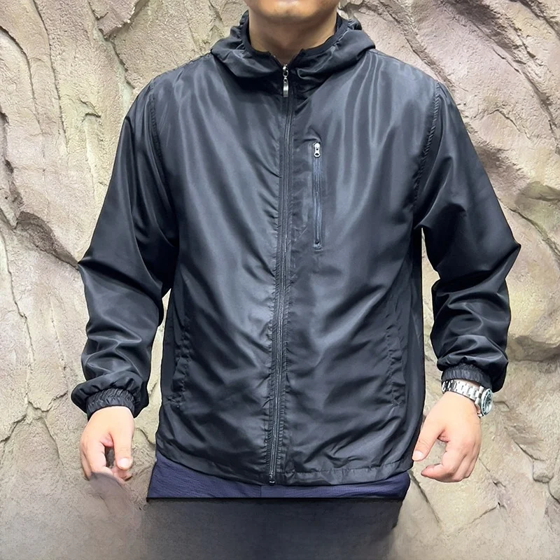 

Легкая мужская куртка для активного отдыха, новинка ранней осени, модная спортивная верхняя одежда, приталенный крой, длинный рукав, с капюшоном