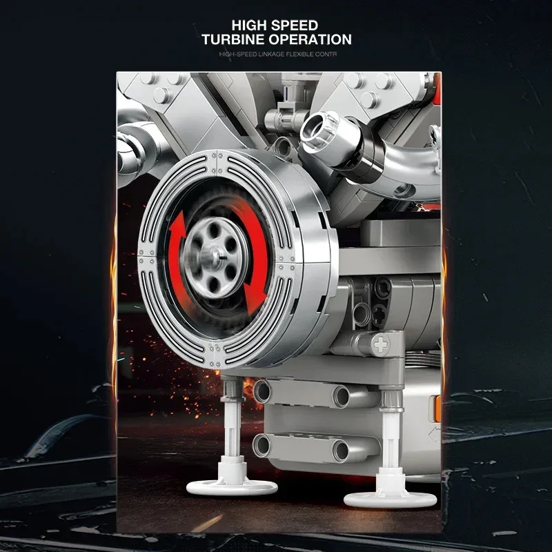 1101 個のフォーミュラレーシングエンジンビルディングブロック V8 エンジンモデルテクノロジーレンガデスクトップ装飾子供のホリデーギフト DIY おもちゃ