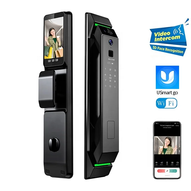 

Automatic 3D Face Recognition Video Intercom Smart Door Lock With Wifi Camera Fingerprint Password Key App Digital Door Locks