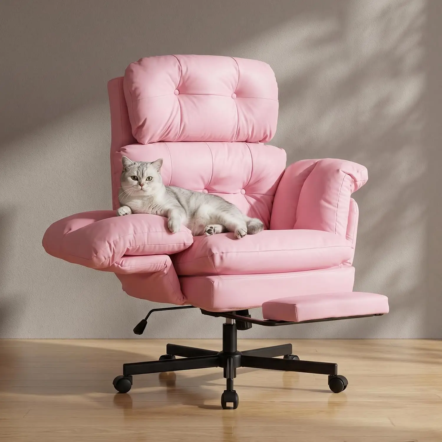 Criss Cross Office Chair with Foot Rest, Big and Tall Office Desk Chair with Flip Armrests for Pets & Cross Legged, Customized