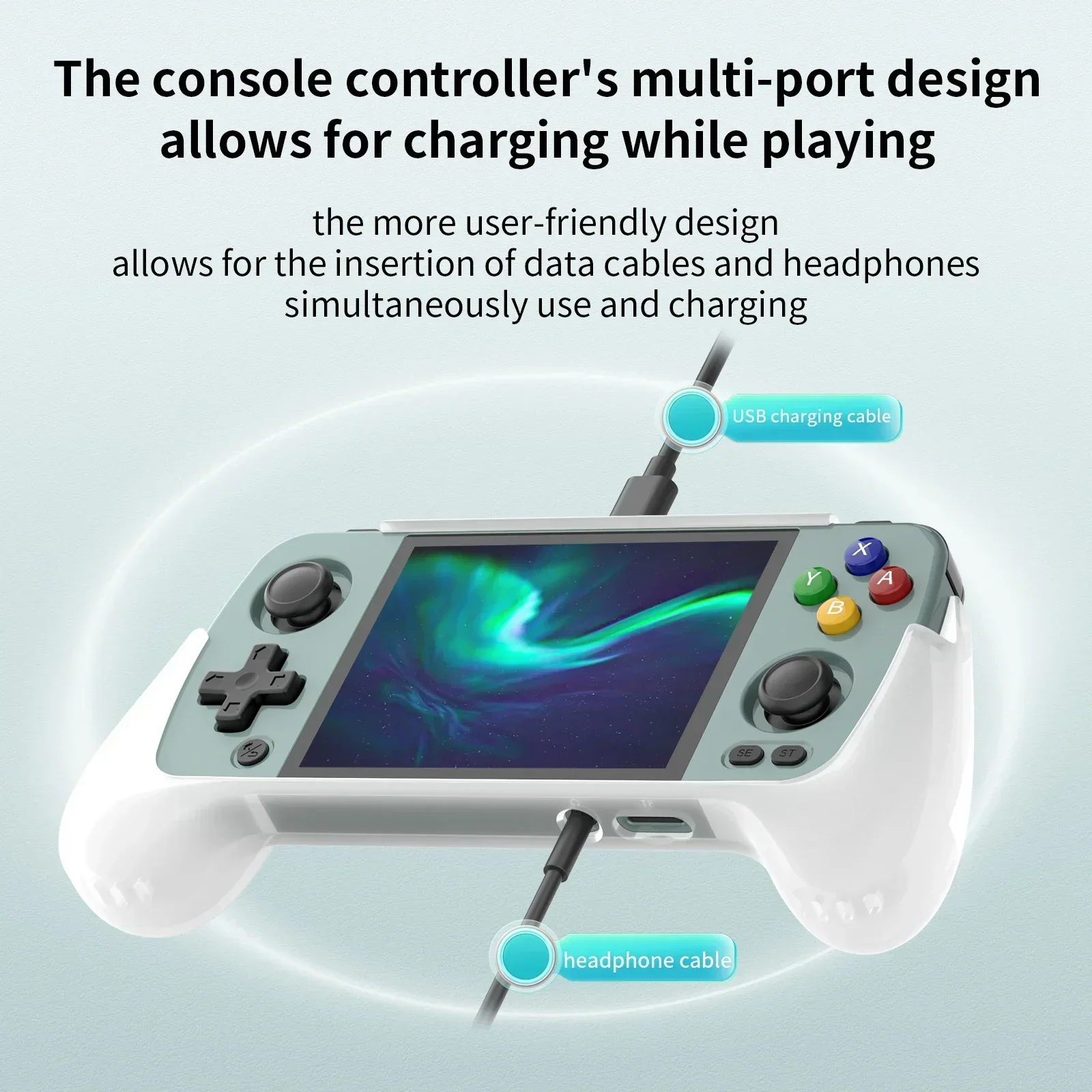 Anbernic คอนโซลเกมปลอกซิลิโคน RG405M มือจับแบบยึดที่เข้ากันได้กับมือจับดีไซน์หลายพอร์ต