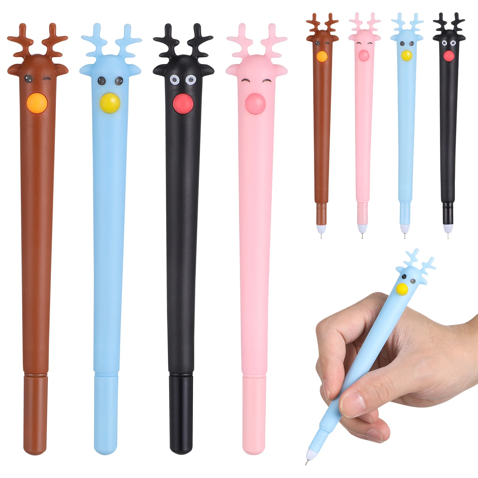 

24 шт., рождественская шариковая ручка в форме оленя, синие чернила, мини-вентилятор, креативные ручки с героями мультфильмов для школы, офиса, канцелярские принадлежности