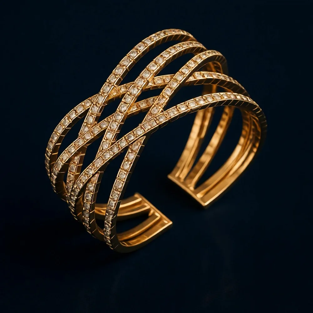 

Многослойный браслет-манжета с кристаллами для женщин, сверкающий, многослойный дизайн