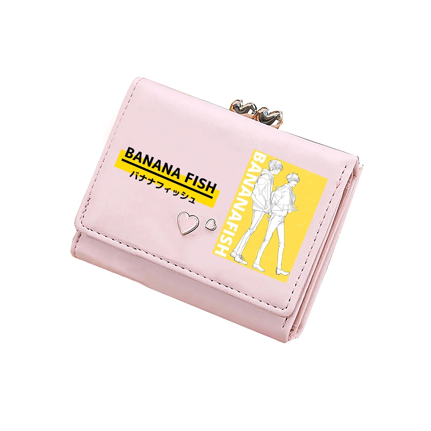 BANANA FISH Kawaii Coins Purses Ash Lynx Anime Short Wallets Pink Cute ID Card Holder Pu Leather Small Money Bags Girls Clutch