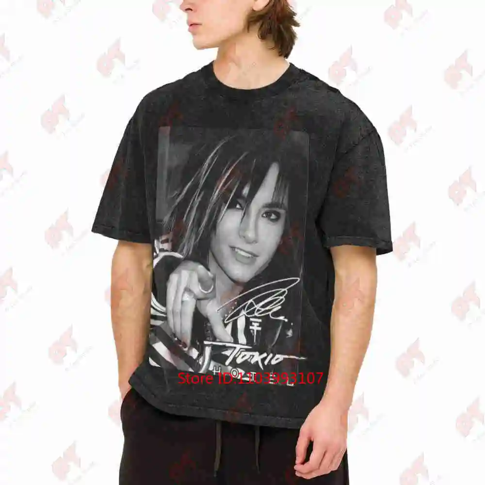 Tokio Hotel Bill Kaulitz Vintage Washed Tee Pure Cotton T-Shirt