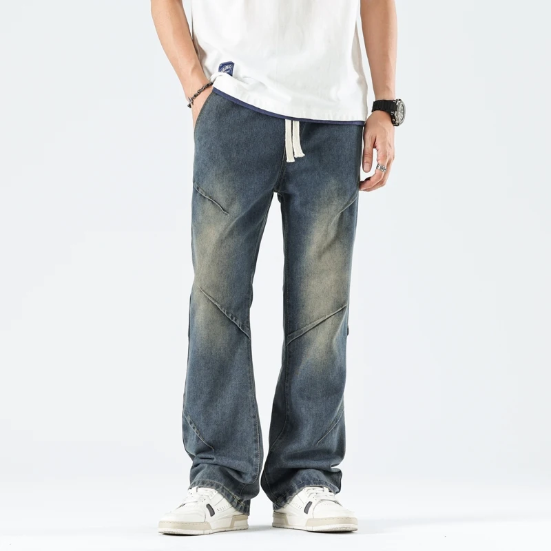 

Men's Fashion Jeans Slim Fit Stretch Comfort Spring Autumn Casual Denim Trousers Male Plus Size Washed Full-Length Classic New