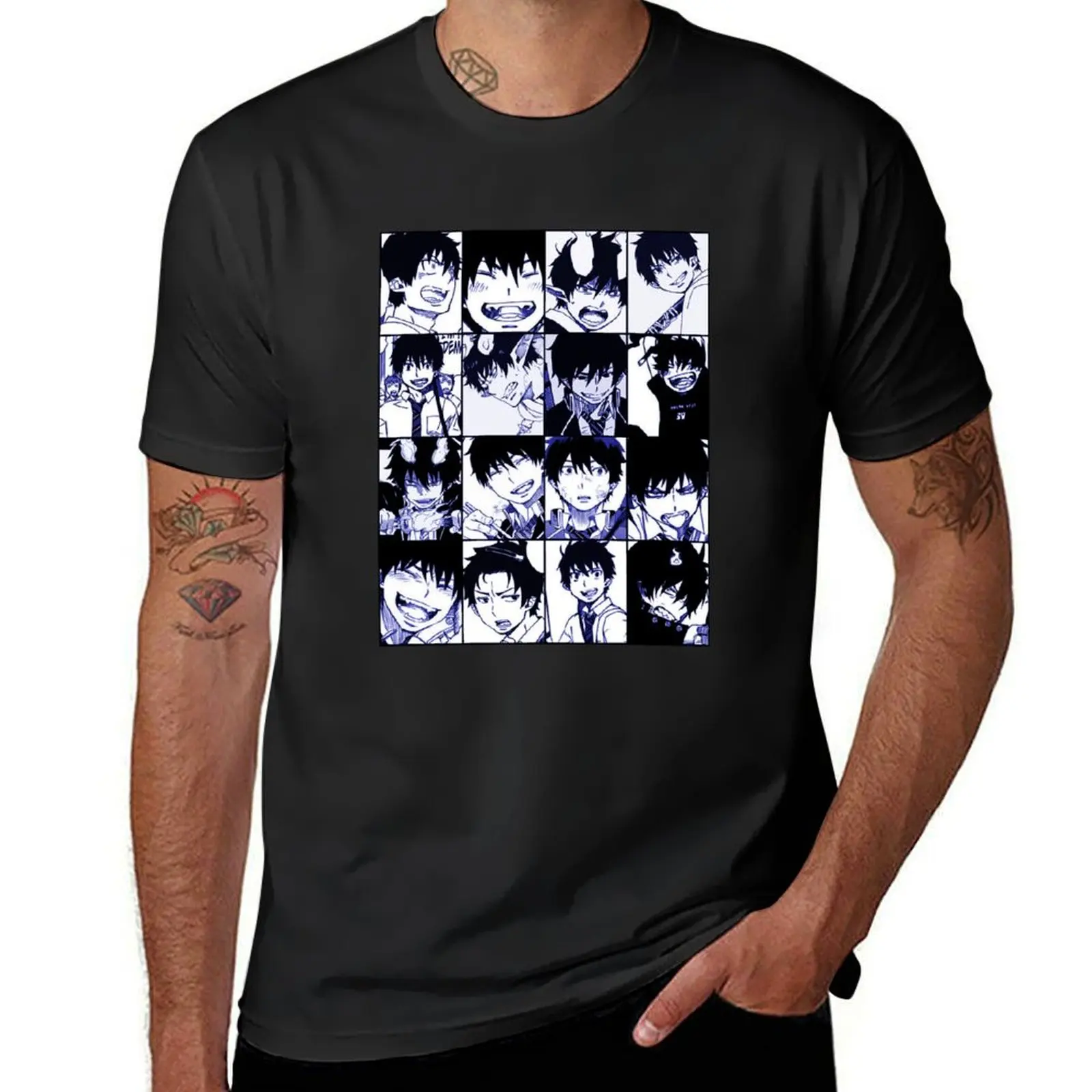 

Rin okumura manga collage T-Shirt quick drying Short sleeve tee mens graphic t-shirts