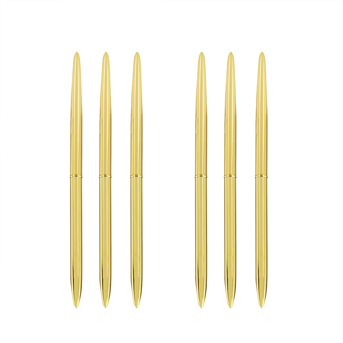 

6PCS Dual Heads Rotation Metal Ballpoint Pen Lightweight Metal Black Ink Pen for School and Office Supplies (Gold)