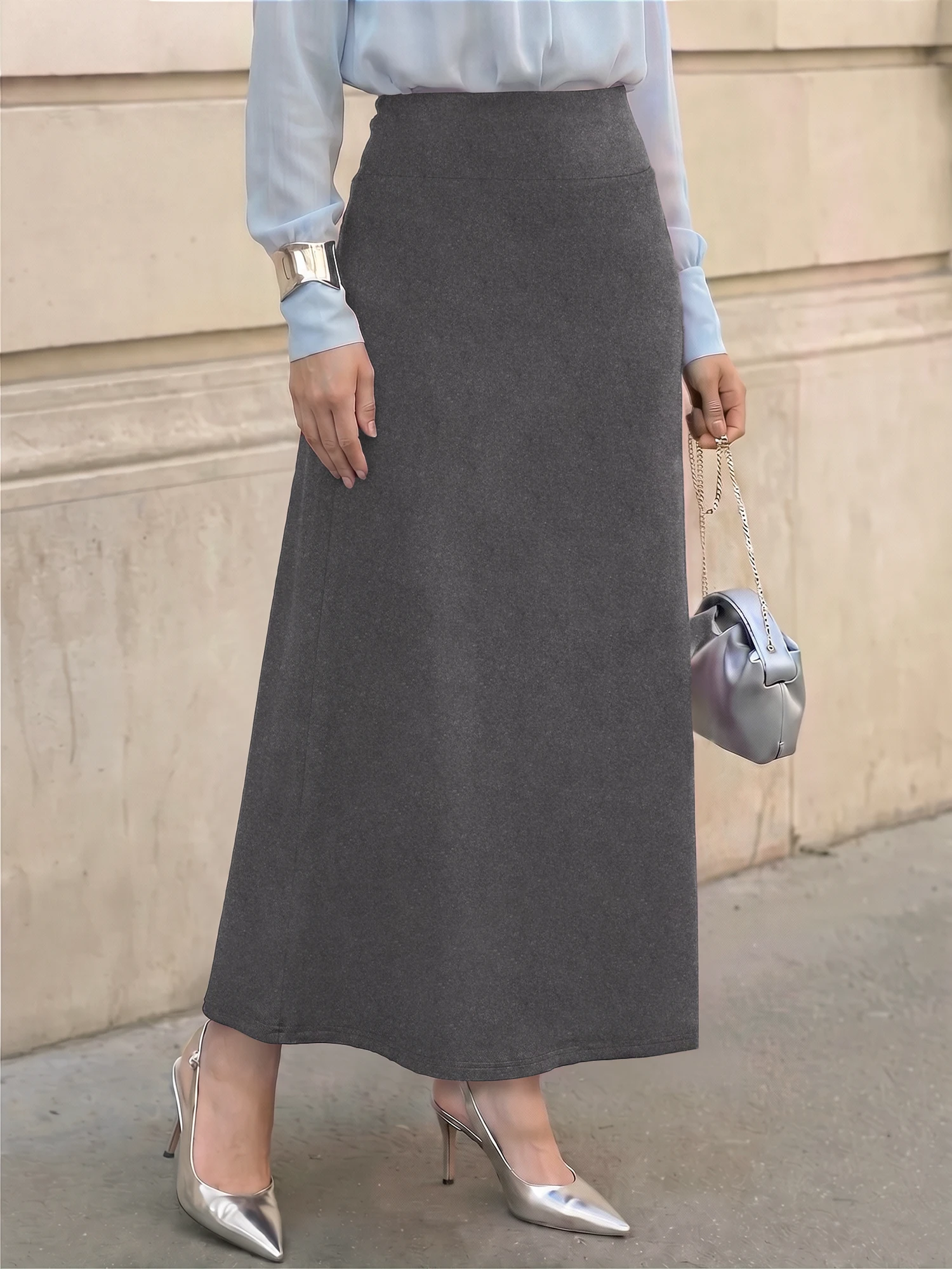 Season Switch Flowy Mid-Calf Skirt, Soft Smooth Surface, Spring Outings & Autumn Weekend Escapes