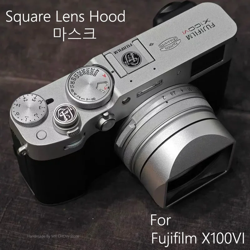 Metal Square Lens Hood  For Fujifilm X100VI  with Aluminum Hood Cap and Free 49mm UV Filter