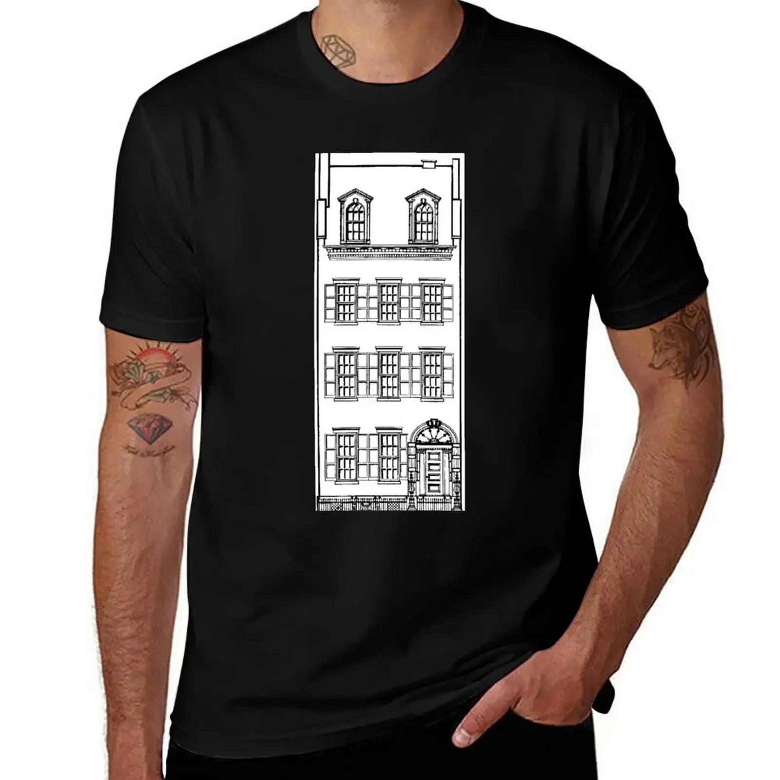 1832 Merchant's House Facade T-Shirt Blouse summer tops shirts graphic tee black t-shirts for men