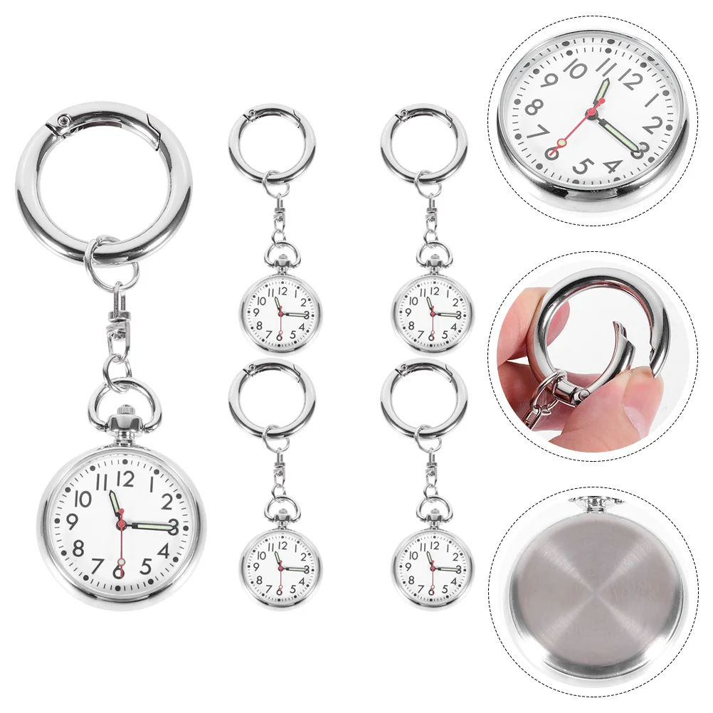 5 Pcs Key Rings Nurse Student Form Delicate Doctor Watch Portable Stainless Steel Pocket Design Accurate Miss