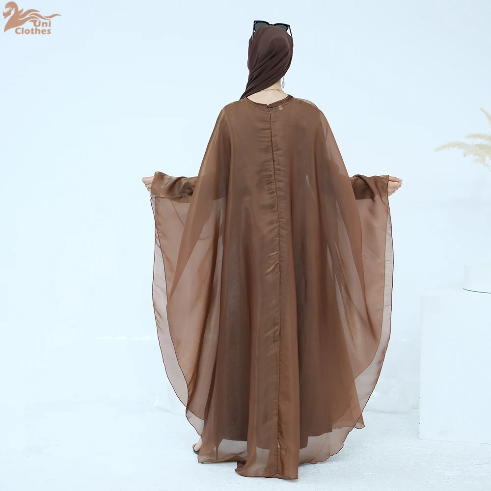 Set di abbigliamento musulmano in tre pezzi mediorientale per donna Abito Abaya Hijab in raso Ramadan con abito caftano turco islamico interno