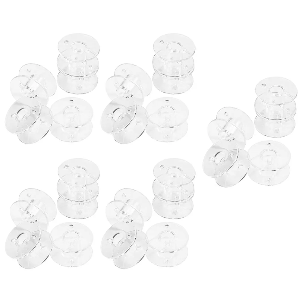 1 مجموعة بكرات بلاستيكية شفافة قابلة للاستبدال ماكينة خياطة خيط محمول توريد بكرات صغيرة مدمجة شفافة احترافية فارغة