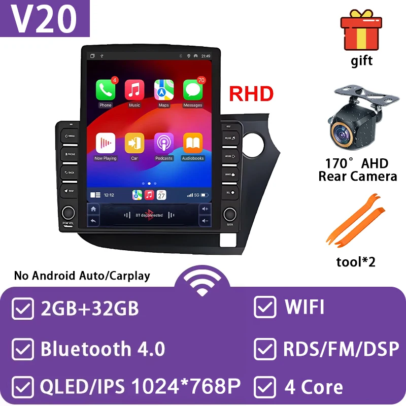 Android 15 Autoradio Voor HONDA INSIGHT 2009 2010 2011-2013 2014 Multimedia Video Player Navigatie GPS 4G WIFI Head Unit Geen 2din