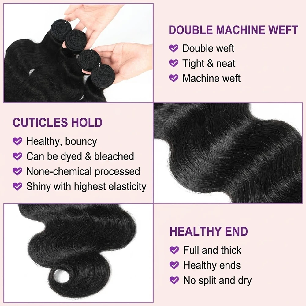 30 40 Inch Body Wave Human Hair Extensions Curly Bundles Real Brazilian Hair Weavings Raw Human Hair Bundles 3 4 Bundle 80-100g image 2