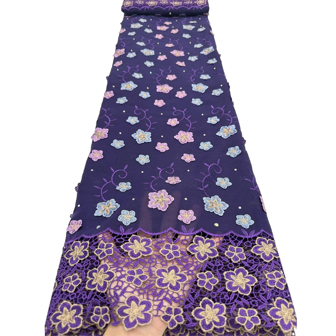 2026 Premium Swiss Voile Lace Fabric 3D Floral Cutwork Embroidery Soft Cotton Material 5 Yards For Bridal Evening Dress Sewing