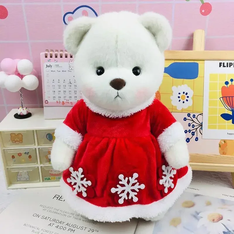 30cm roupas de boneca kawaii lina urso artesanal saia de natal terno de pelúcia brinquedo diy vestir-se presente das crianças dos desenhos animados anime acessórios