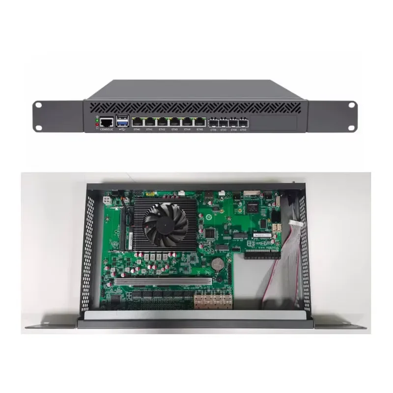 OPS Industrial Computer OEM ODM Atom C3758 C3958 C3808 6Lan 4*10G SFP+ Fanless Mini Server Mikrotik Soft Router view 2
