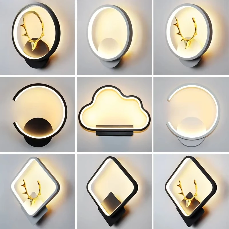 110V bedroom wall lamp bedside lamp living room background wall decoration simple aisle corridor antlers led wall lamp