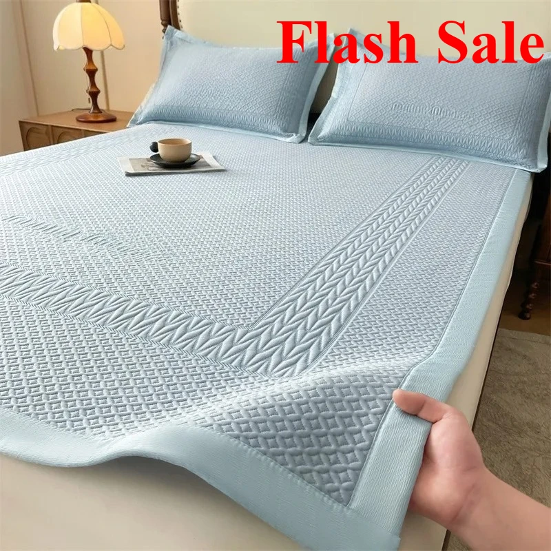 جديد الربيع والصيف نسخة كبيرة جديدة الهيل الجليد الفول حصيرة ثلاث قطع مجموعة الجليد الحرير حصيرة آلة قابل للغسل للطي حصيرة لينة #4
