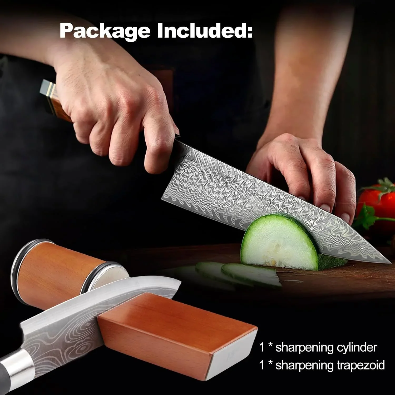Set di affilacoltelli da cucina con pietra per affilare i coltelli da cucina con pietra per affilare i coltelli cilindrica a doppia faccia
