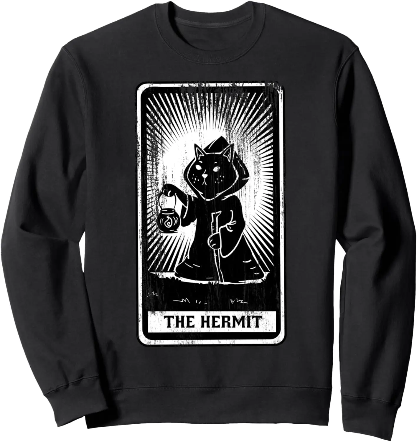 Black Cat Hermit Tarot Card Sweatshirt