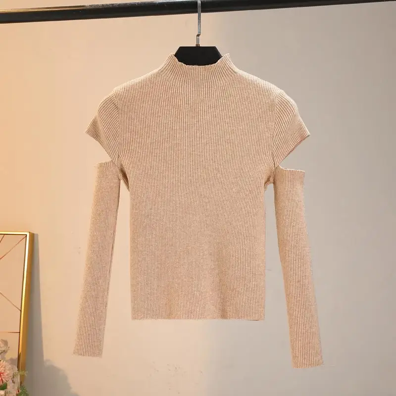 

Fall Winter Color Base Layer irt oulder Exposure Sexy Faion Overhead ort Length f High Collar Sweater