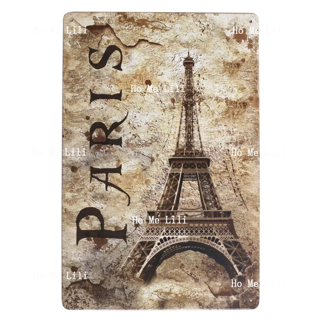 Vintage Eiffel Tower Paris Metal Tin Sign Wall Decor