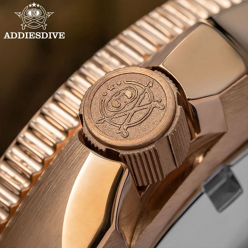 ADDIESDIVE AD2097 reloj de buceo NH35A movimiento automático caja de bronce correa de goma cristal de zafiro C3 luminoso 100M impermeable