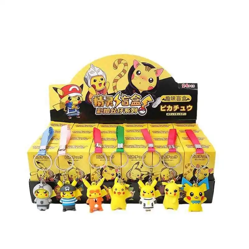 Caja ciega de Pokémon Original, figuras de acción de Anime aleatorias, llavero de Pikachu, bolsa de juguete, adorno colgante, decoración de mochila escolar para niños, regalos