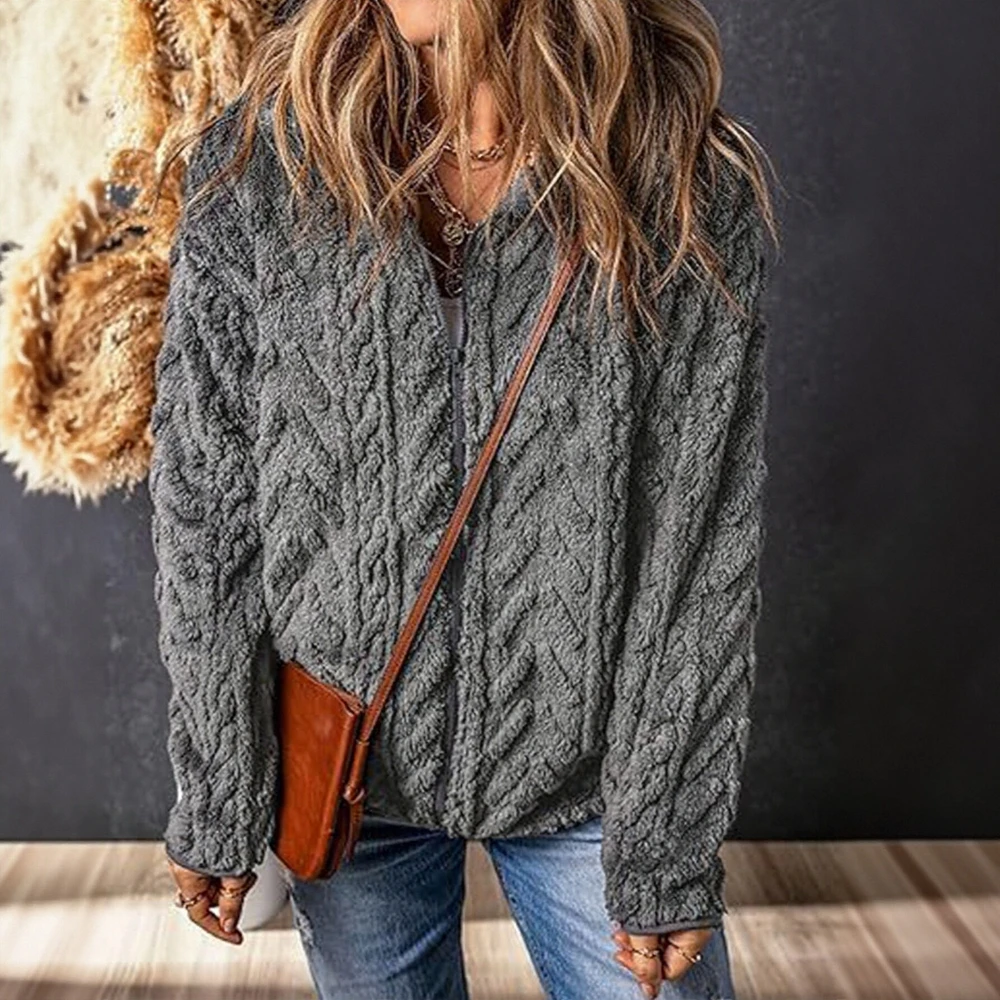 

Women's Elegant Edgy Long Sleeve V Neck Casual Coat Autumn Winter Plain New Fashion Outerwear